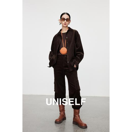 经典复古有机棉灯芯绒衬衫女2023秋冬新款工装直筒裤套装 商品图2