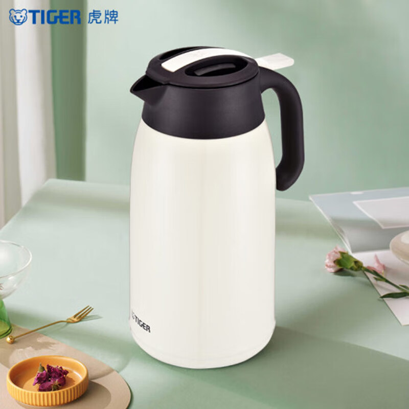 虎牌 便携式办公家用高档时尚不锈钢保温壶 PWM-A20C 珍珠白CA 2L