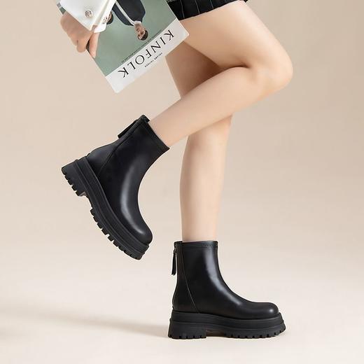 ZHR短靴2023冬季新款爆款时尚气质简约显瘦厚底休闲百搭马丁靴 商品图1