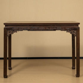 清 红木束腰马蹄腿回纹小画桌