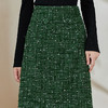 剩S/M/XL/XXL 米思阳2025春季新款小香风格纹半身裙复古修身亮丝绿色裙子女0090 商品缩略图4