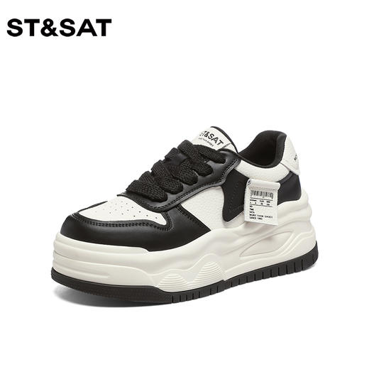 星期六黑白拼色板鞋厚底百搭小白鞋SS33112I88 商品图0