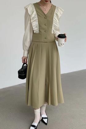 Le Malene 木耳边设计感上衣半裙套装 17170