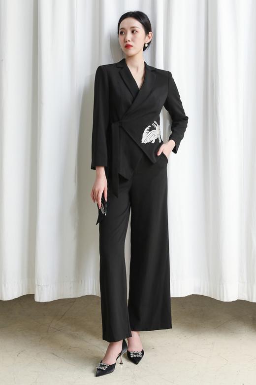 ELLA JADE 中国风刺绣收腰上衣阔腿裤套装 13642 商品图3