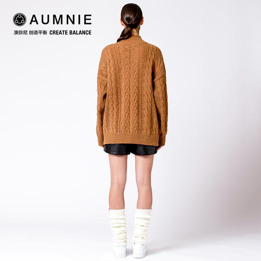 【AUMNIE】复古领宽松针织绞花毛衣   VINTAGE MOCK NECK OVERSIZED CABLE KNIT SWEATER 商品图8