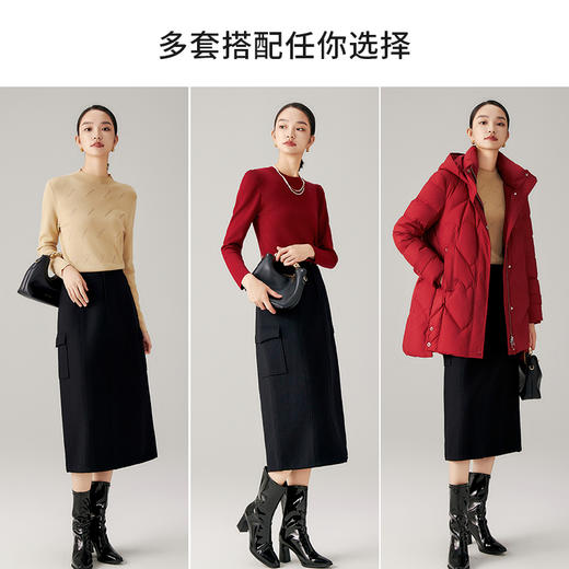 【商场同款】CNS4078“暮色光影半裙”A字版型 纯羊毛挺括质感有型 口袋元素休闲时尚 通勤半身裙 商品图8