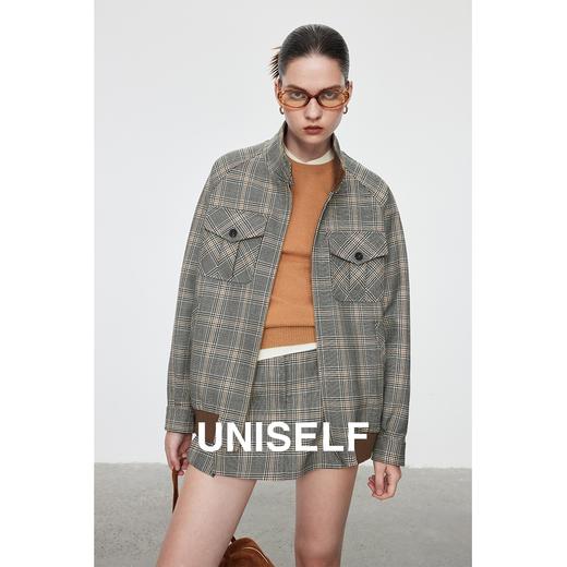 重磅羊毛格纹短外套裙裤女2023秋冬新款宽松休闲时尚套装 商品图0