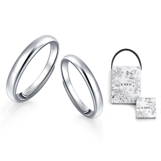 【可定制刻字】 KADER卡蒂罗 挚爱一生对戒 S999纯银 开口可调节 素圈戒指 男女同款情侣款  商品图6