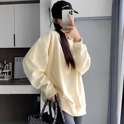 【加绒纯色卫衣】秋冬新款圆领卫衣 时尚好看保暖舒适 休闲长袖外套男女同款情侣装 商品图1