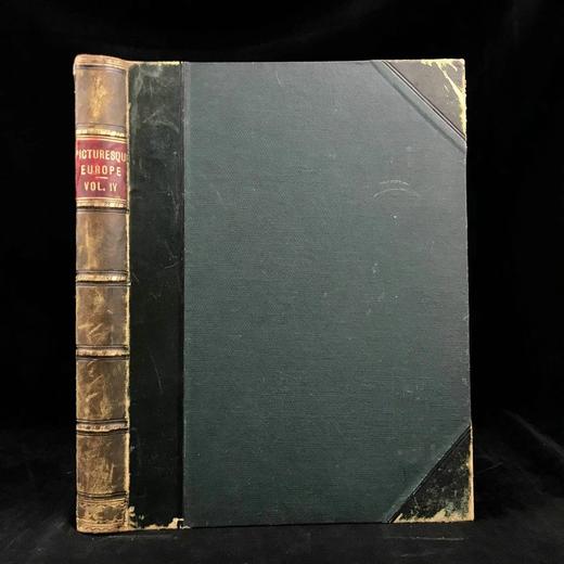 约19世纪后期 欧洲风景图集（卷4） 数百幅版画插图 真皮精装大16开 商品图0