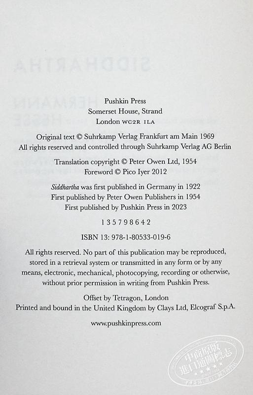 【中商原版】普希金经典系列 赫尔曼 黑塞 悉达多 英文原版 Hermann Hesse Pushkin Classics Siddhartha 商品图3