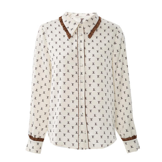 EITIE爱特爱春季新款时尚通勤百搭显瘦印花衬衫女7309006 商品图5