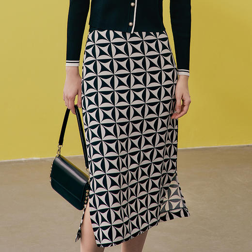 EITIE爱特爱春季新款印花侧开叉半裙7306003 商品图1