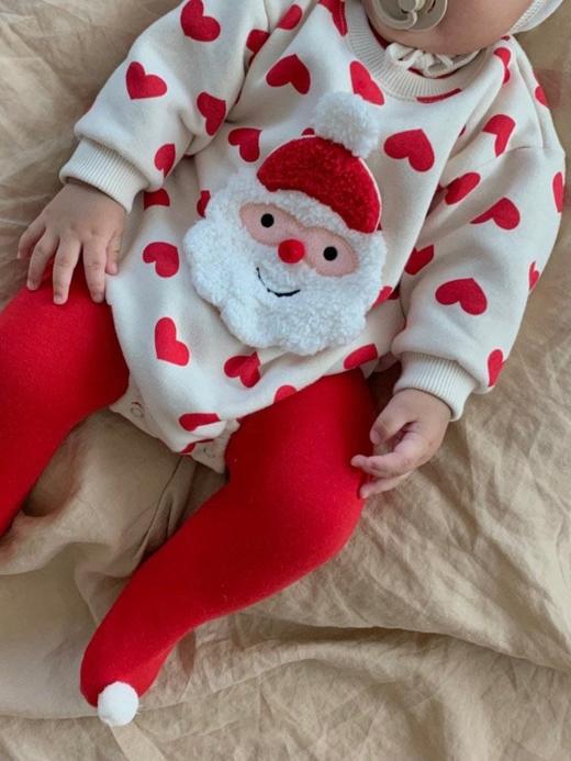 秋冬新款韩版婴儿连体衣ins韩版圣诞节主题哈衣宝宝包屁衣套装 商品图5