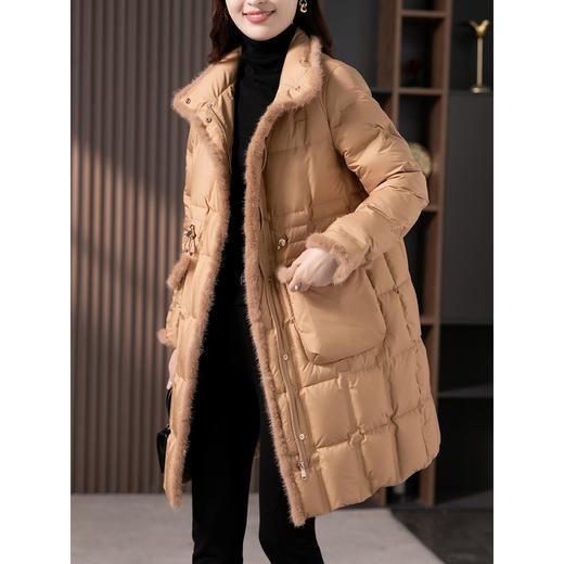 设计感气质羽绒服女中长款2023冬季新款休闲加厚抽绳收腰外套 商品图0