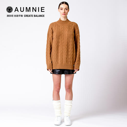 【AUMNIE】复古领宽松针织绞花毛衣   VINTAGE MOCK NECK OVERSIZED CABLE KNIT SWEATER 商品图6