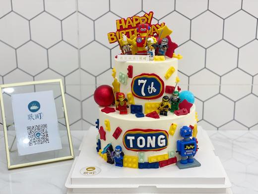 五彩缤纷乐高主题双层蛋糕 商品图0