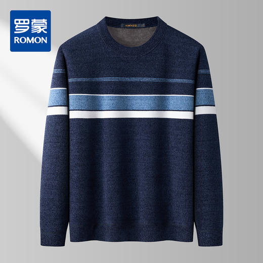 【加绒加厚】罗蒙秋冬男装肤感雪尼尔加绒毛衣男加绒针织衫男士毛衣加绒毛衫男 商品图0