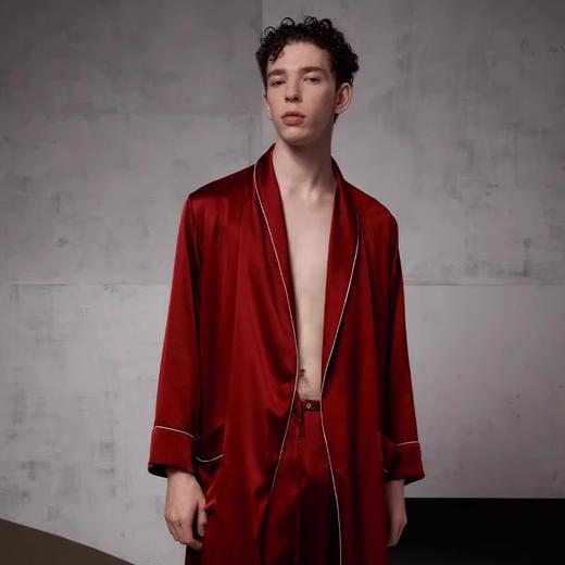 Solo seta22姆米重磅真丝男睡衣桑蚕丝长款丝绸睡袍家居服秋冬 商品图4