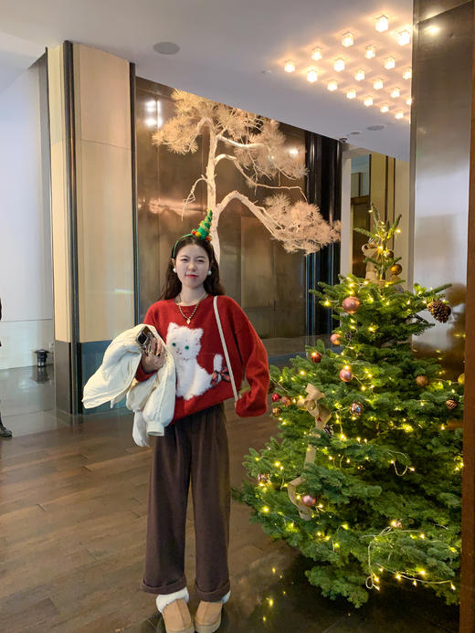 <曾小咸推荐> 红色猫咪毛衣 商品图2