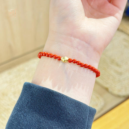 天然朱砂“小红豆”耳线+朱砂圆珠小原石手链 商品图10