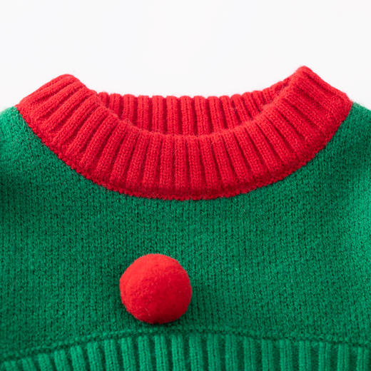 女童圣诞毛衣秋冬新款红色宝宝冬季加厚打底网红儿童圣诞节套头衫 商品图2