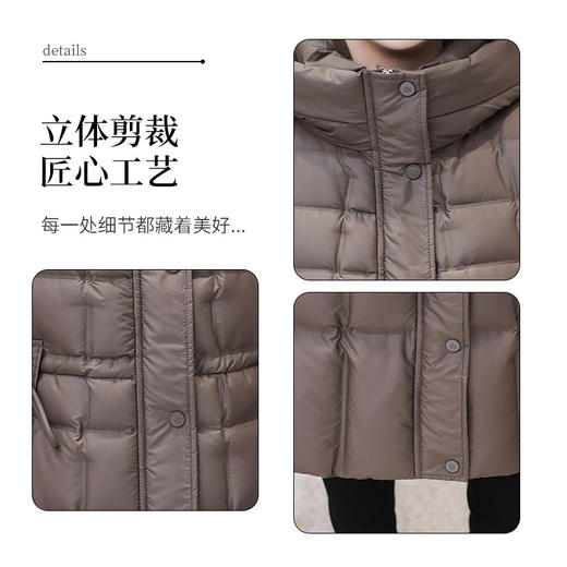 冬季新款，连帽羽绒服中长款加厚保暖女装连帽长款白鸭绒羽绒服QYM-XY-23GQ512-Y 商品图3