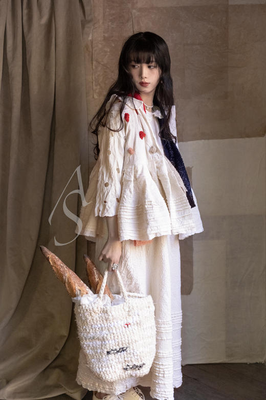 Daniela Gregis  奶油色不对称缩绒羊毛短外套 商品图3