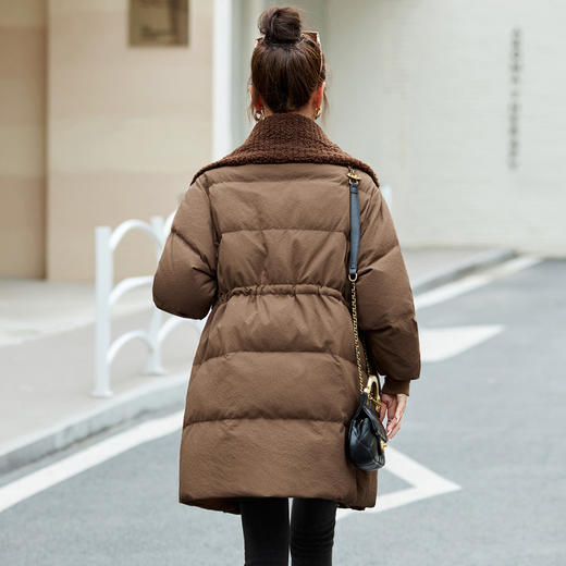 冬季新款，小个子羽绒服女针织大翻领中长款白鸭绒外套HR-XMR2511 商品图4