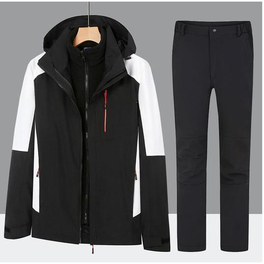 新款户外冲锋衣套装男女款两件套三合一可拆卸防风防水登山服外套 商品图0