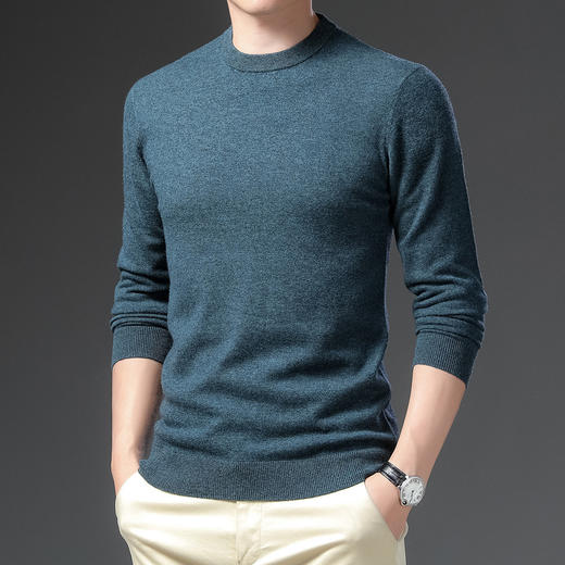 【100绵羊毛】罗蒙秋冬男士毛衣经典纯色羊毛衫男加厚男士羊毛衫保暖毛衣男 商品图3