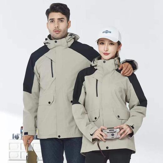 户外冲锋衣三合一可拆卸内胆登山服秋冬连帽防风防水工作服两件套 商品图1