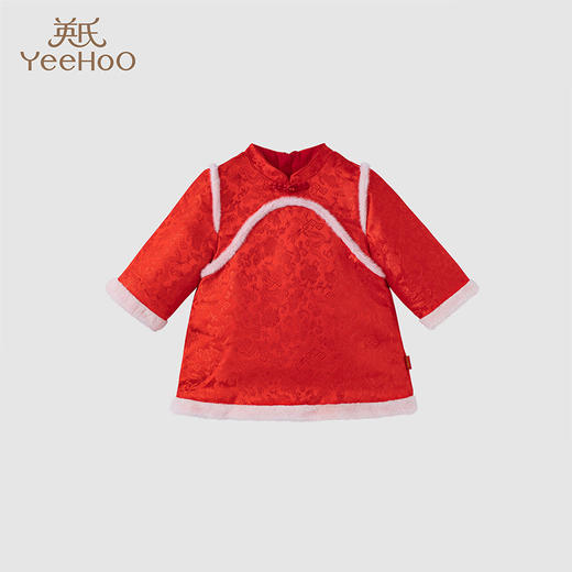 英氏-童衣类（冬）G3新梭长袖连衣裙新年红100CM 商品图0