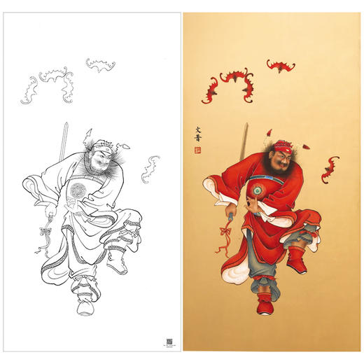 【大彩图】於文普工笔画白描底稿《钟馗》临摹勾线人物线稿WP25 商品图0