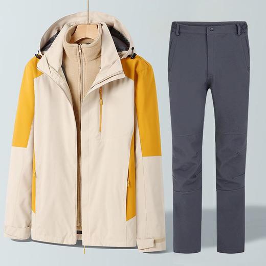 新款户外冲锋衣套装男女款两件套三合一可拆卸防风防水登山服外套 商品图4