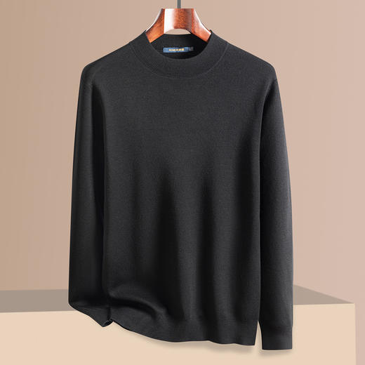 【100精纺羊毛】罗蒙秋冬男装羊毛衫男士加厚保暖圆领纯色基础打底百搭针织毛衣男 商品图8