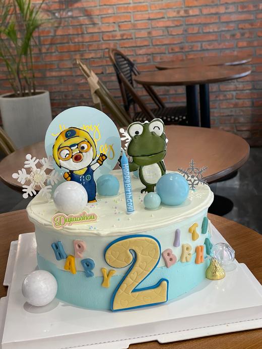 企鹅与蛙可爱生日蛋糕 商品图0