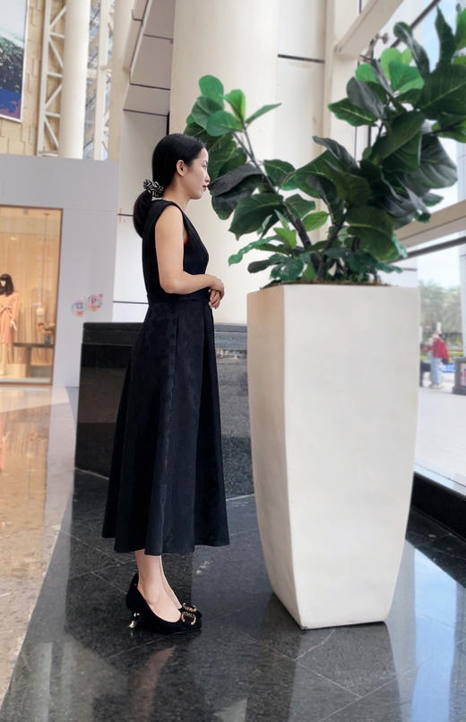 -浅白色、漆黑色高级提花轻礼服连衣裙LZ3S70 商品图5