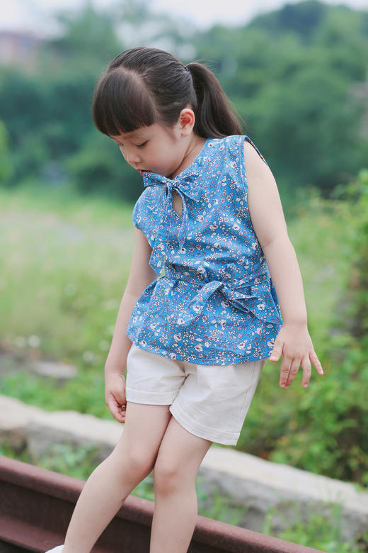 TZZBX042 女童碎花套装  80-120 商品图2