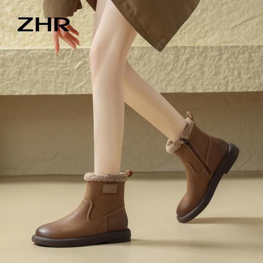 ZHR软萌泰迪绒短靴2024秋冬短筒加绒可爱舒适休闲平底靴子 商品图6