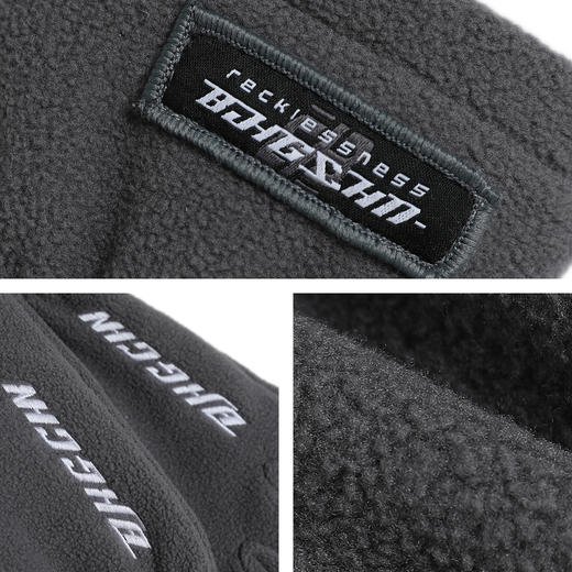 BJHG不计后果新款摇粒绒加厚男士冬季保暖防风刺绣骑行摩托车手套 商品图3