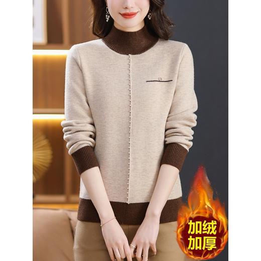 半高领加绒加厚毛衣，女士一体绒秋冬季中年妈妈洋气上衣内搭打底衫CC-89-28168 商品图2