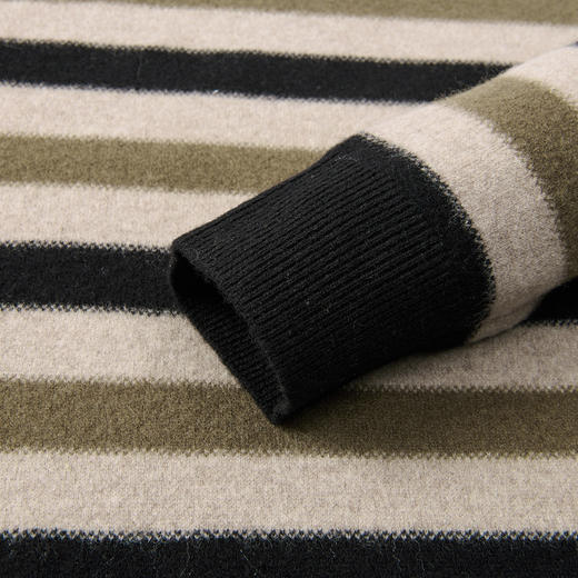 27DKHLA508H【100绵羊毛 横条撞色】罗蒙秋冬男装半高领羊毛衫男士加厚款针织条纹毛衣男 商品图7