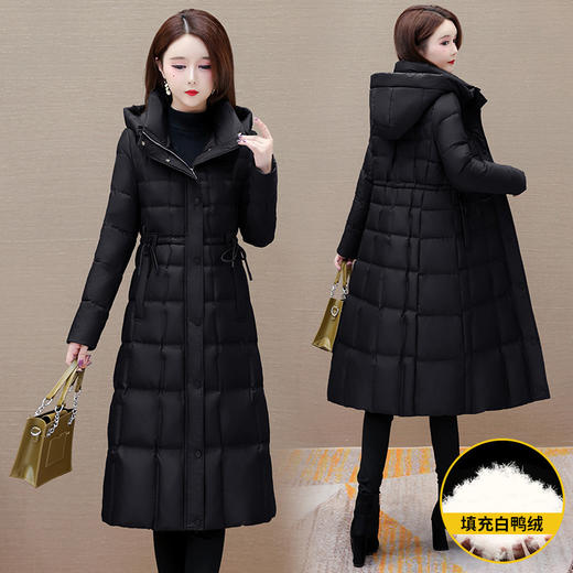 冬季新款，连帽羽绒服中长款加厚保暖女装连帽长款白鸭绒羽绒服QYM-XY-23GQ512-Y 商品图2
