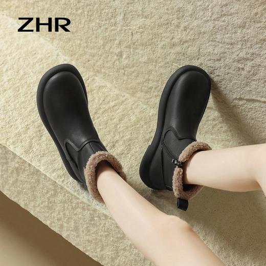 ZHR软萌泰迪绒短靴2024秋冬短筒加绒可爱舒适休闲平底靴子 商品图2
