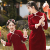 新款冬季加绒雪尼尔女童亲子改良旗袍QJZ873 商品缩略图0