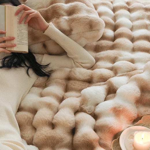 自然醒托斯卡纳法式轻奢保暖仿皮草扎染色毛毯沙发盖毯午睡盖被冬季加厚毯子MT 商品图1