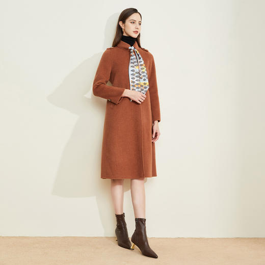 ND93K斯尔丽瑟俪秋冬丝巾系带领优雅气质百搭质感收腰显瘦中长女式大衣 商品图3