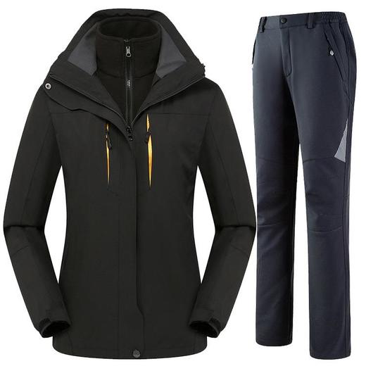 冬季户外冲锋衣裤男女套装两件套可拆卸抓绒裤防风防水登山服 商品图3