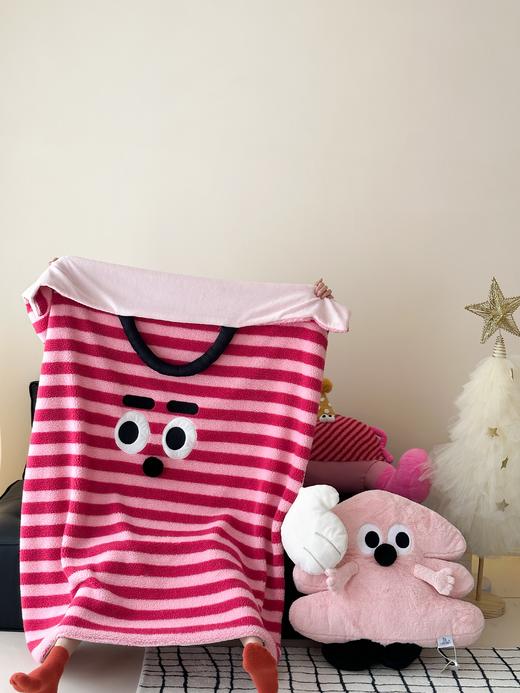 自然醒设计师款ins甜酷条纹牛奶羊羔绒毛毯萌趣卡通冬季加厚少女心披肩盖毯珊瑚绒午休毯MT 商品图4